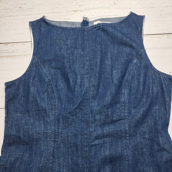 Madewell Denim Boatneck Mini Jean Dress Sleeveless Fit & Flare Cotton Small 6 - Picture 5 of 8